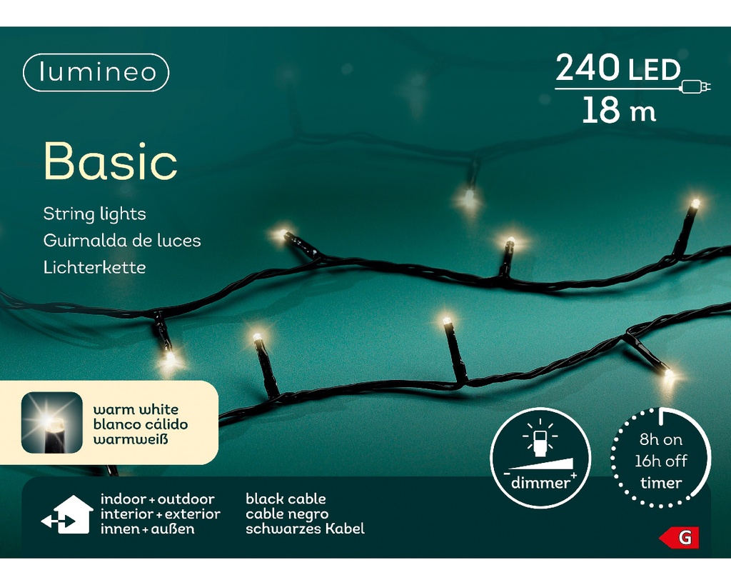 Kaemingk | Verlichting LED Basic Lights Outdoor 240 Leds Warm Wit Snoer 15m +5m Aanloopsnoer