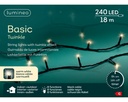 Kaemingk | Verlichting Basic Twinkle In/Outdoor 240 Leds Warm Wit Snoer Zwart 18m + 5m Aanloopsnoer 8 Functies IP44 Adapter