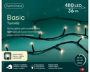 Kaemingk | Verlichting Basic Twinkle In/Outdoor 480 Leds Warm Wit Snoer Zwart 36m + 5m Snoer 8 Functies IP44 Adapter