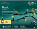 Kaemingk | Verlichting LED Basic Twinkle In/Outdoor 360 Leds Soft Gold Snoer Zwart 27m +5m Aanloopsnoer 8 Functies IP44 Adapter