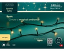 Kaemingk | Verlichting Basic Sparkle Lights In/Outdoor 240 Leds Soft Gold Snoer Groen 24m + 5m Aanloopsnoer 
