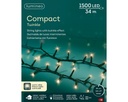 Lumineo | Verlichting Compact Twinkle Outdoor 1500 Leds Warm Wit Snoer Groen 34m + 5m Aanloopsnoer 8 Functies Adapter