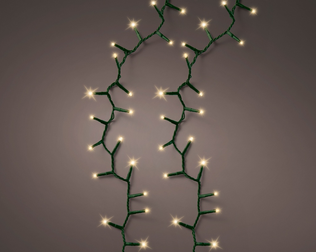 Lumineo | Verlichting Compact Twinkle Outdoor 1500 Leds Soft Gold Snoer Groen 34m + 5m Aanloopsnoer 8 Functies Adapter