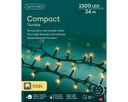 Lumineo | Verlichting Compact Twinkle Outdoor 1500 Leds Soft Gold Snoer Groen 34m + 5m Aanloopsnoer 8 Functies Adapter