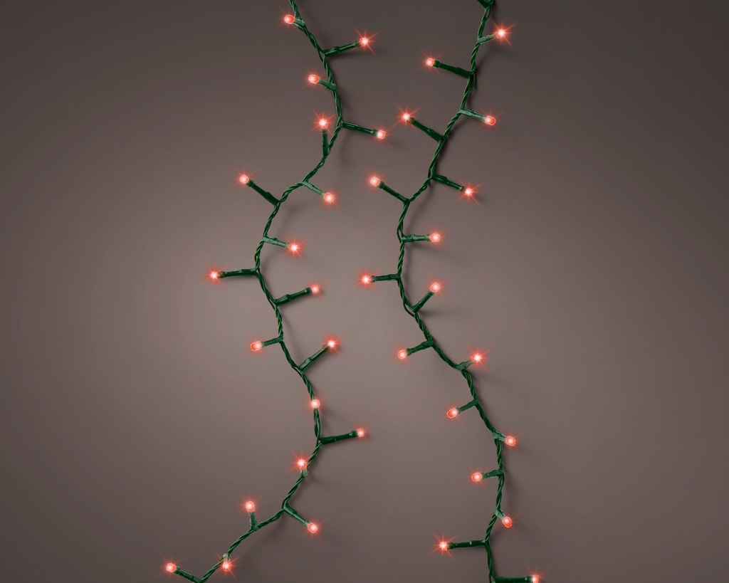 Lumineo | Verlichting Compact Twinkle In/Outdoor 1000 Leds Rood Snoer Groen 22,5m + 5m Aanloopsnoer 8 Functies Adapter
