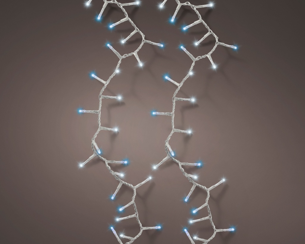 Lumineo | Verlichting Compact Twinkle In/Outdoor 1000 Leds Koel Wit/Blauw Snoer Transparant 22,5m + 5m Aanloopsnoer 8 Functies