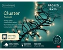 Lumineo | Verlichting Cluster Twinkle Outdoor 448 Leds Warm Wit Snoer Zwart 4,2m + 5m Aanloopsnoer 8 Functies Adapter