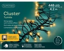 Lumineo | Verlichting Cluster Twinkle Outdoor 448 Leds Klassiek Warm Snoer Zwart 4,2m + 5m Aanloopsnoer 8 Functies