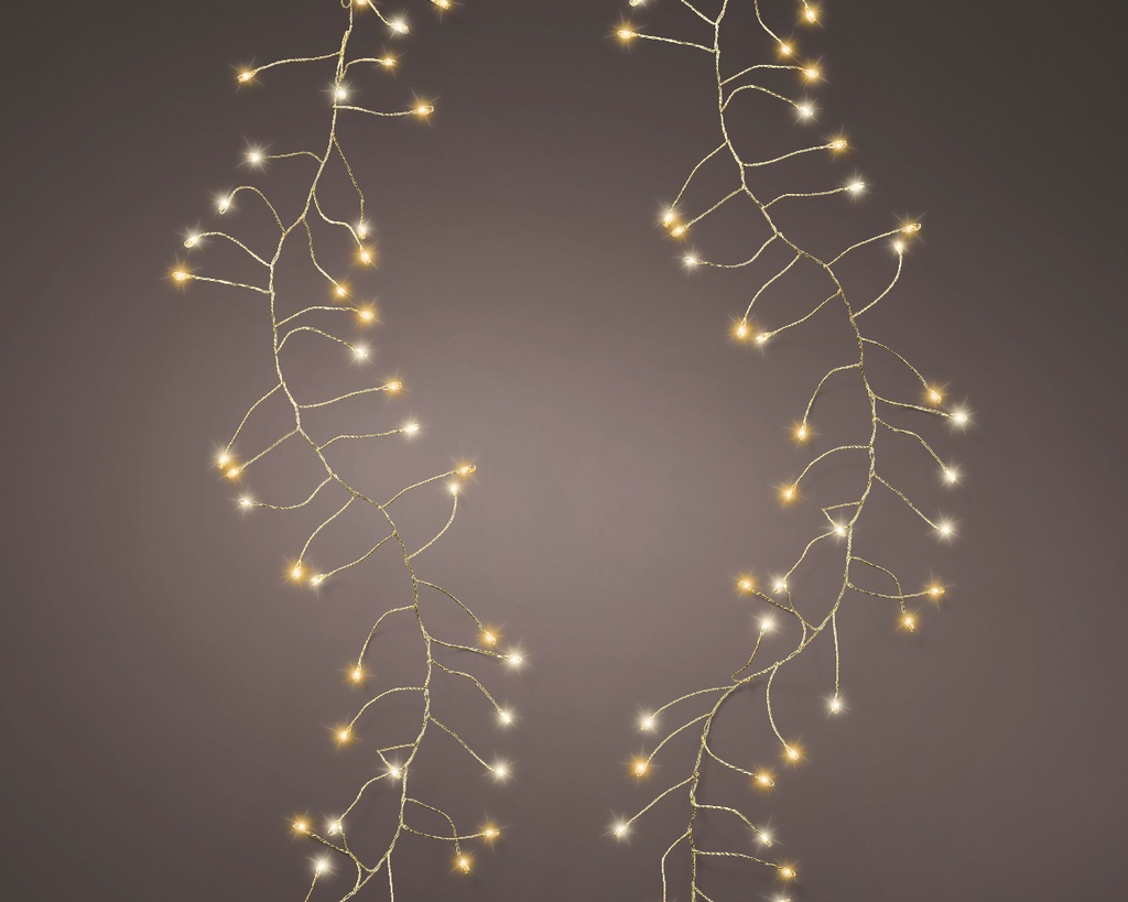 Lumineo | Verlichting Compact Micro Lichtsnoer In/Outdoor 480 Leds Warm Wit Snoer Goud 6m + 5m Aanloopsnoer 8 Functies