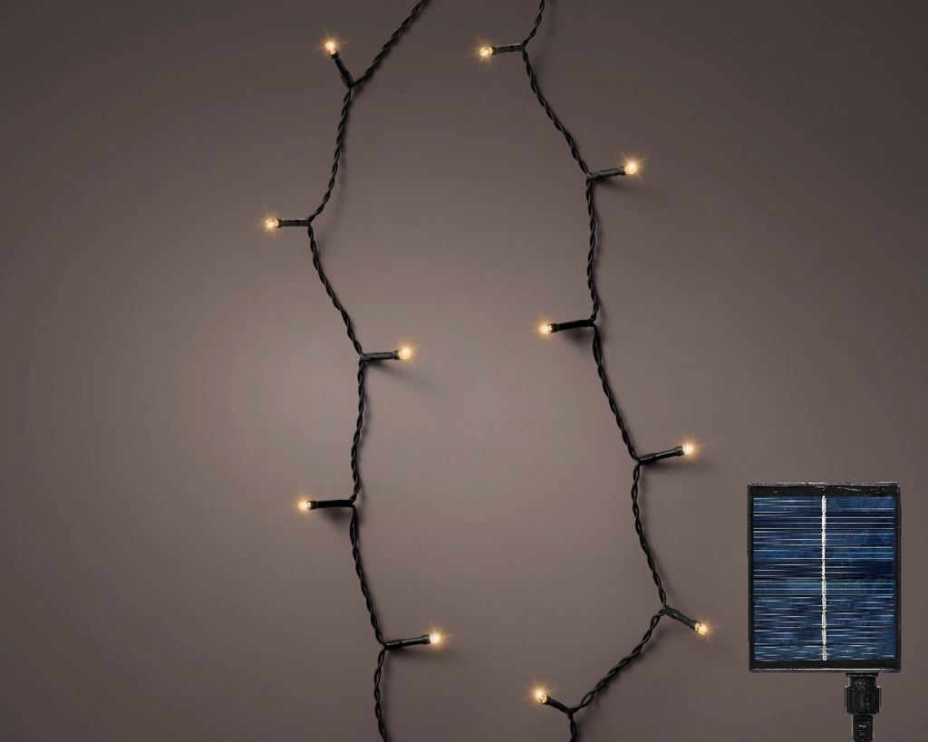 Lumineo | Verlichting Solar Basic Twinkle Outdoor 240 Leds Warm Wit Snoer 18m Zonnenpaneel/USB oplaadbaar