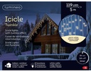 Lumineo | Verlichting Icicle Twinkle In/Outdoor 490 Leds Warm Wit Snoer Wit 20m + 5m Aanloopsnoer 8 Functies Adapter