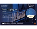 Lumineo | Verlichting Balkonverlichting Gordijn 4x1m In/Outdoor 400 Leds Warm Wit Snoer Transparant  IP44