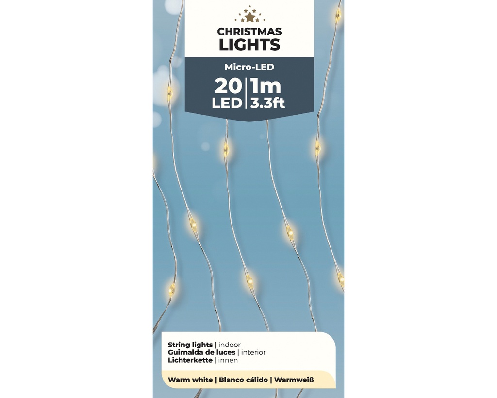 Lumineo | Verlichting String Lights Micro Indoor 20 Leds Warm Wit Snoer 1m