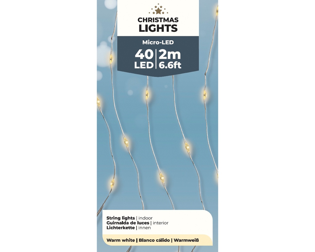 Lumineo | Verlichting String Lights Micro Indoor 40 Leds Warm Wit Snoer 2m