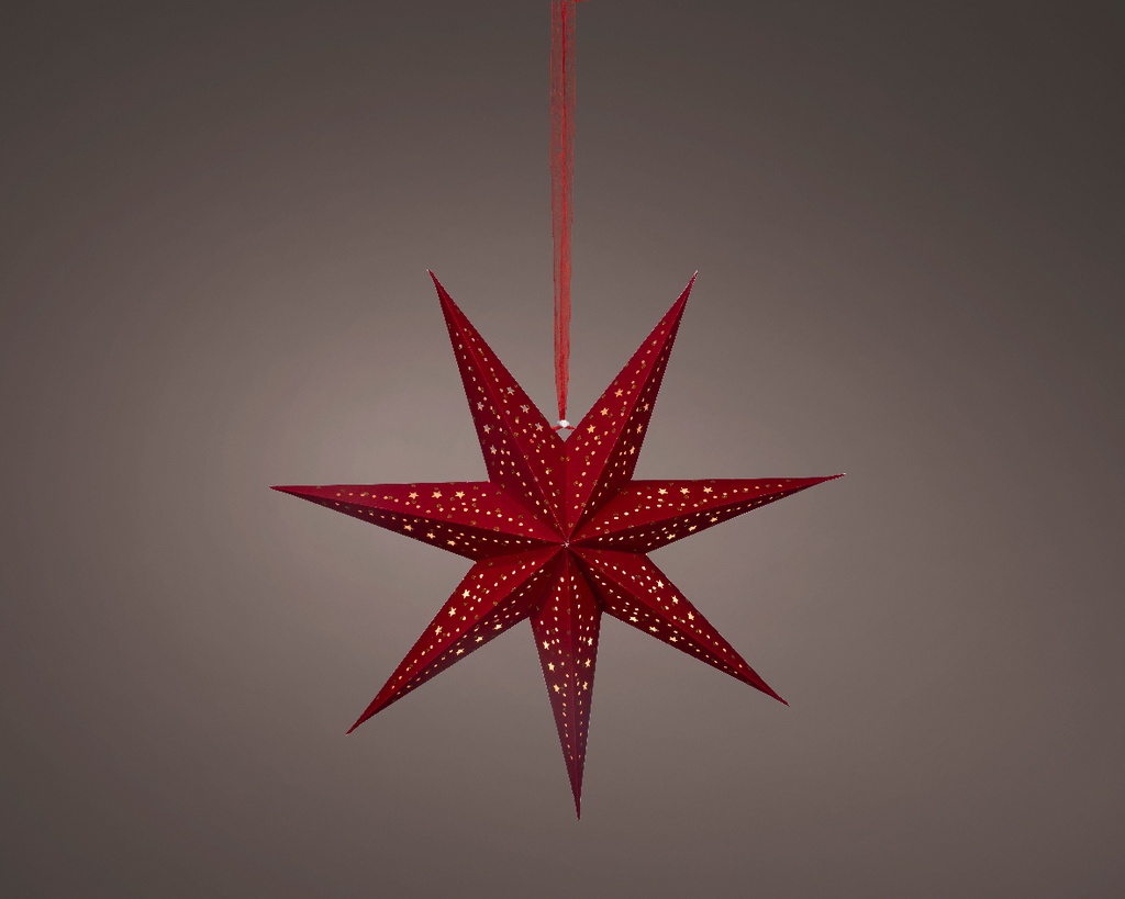 Lumineo | Verlichting Ster Rood 6 Leds Warm Wit Indoor