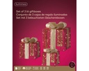 Lumineo | Verlichting Micro Cadeaudozen met Gouden Strik Polyester 15cm (14L) - 20cm (20L) - 25cm (30L) Led Warm Wit Indoor Snoer 1,5m IP20 3-pack Batterij (niet inbegrepen)