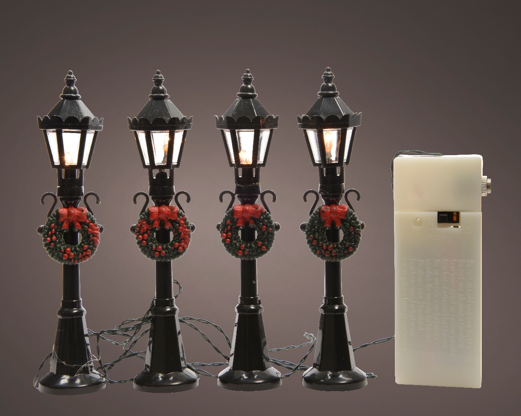 Lumineo | Verlichting Lantaarn Led Klasiek Warm/Zwart Polypropyleen 4-pack