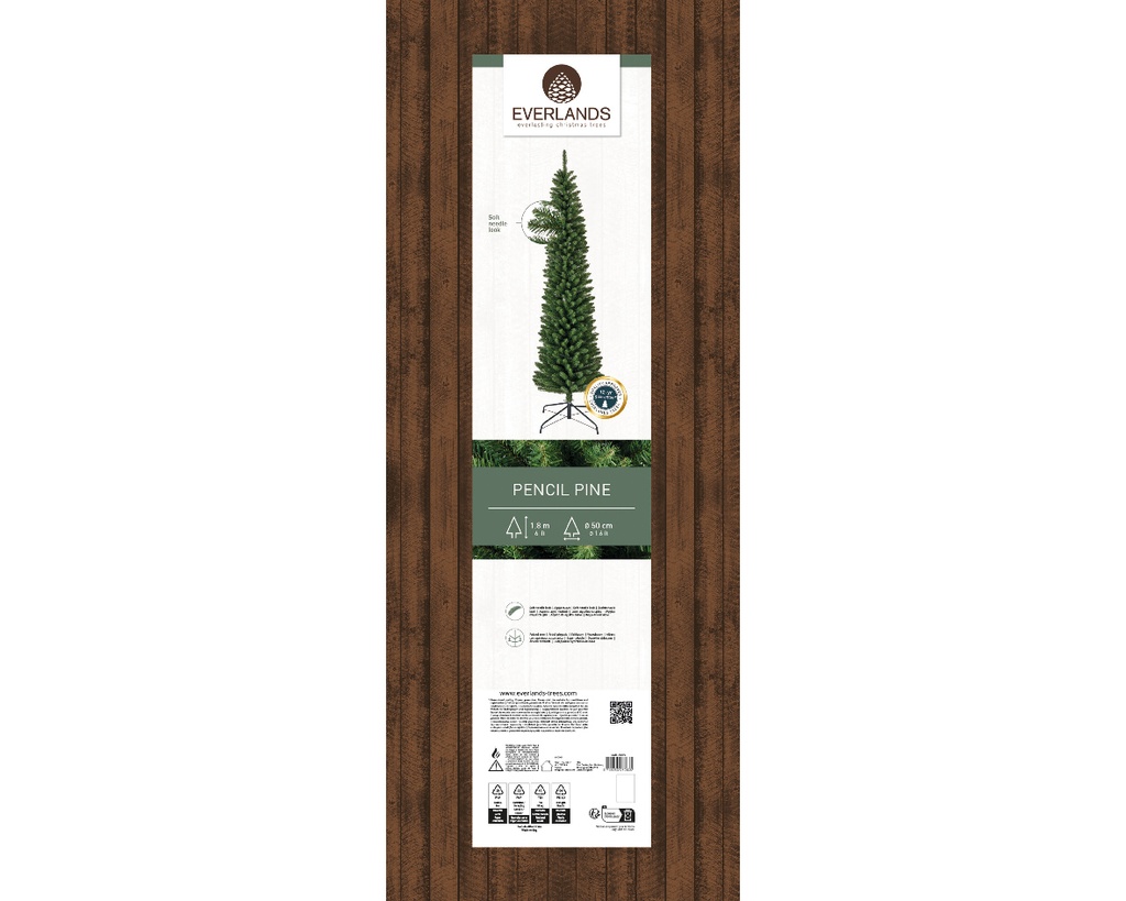 Kaemingk | Kerstboom Pencil 430 Takjes Openplooimodel Metalen Voet Groen