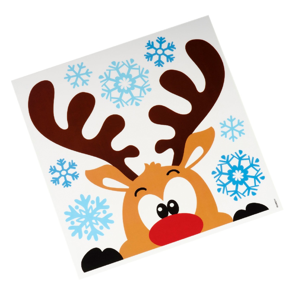 STICKERS, Kiekeboe, 30.5 x 31.5 cm, multikleur, rendier/sneeuwman/kerstman, statisch, herbruikbaar, assortiment