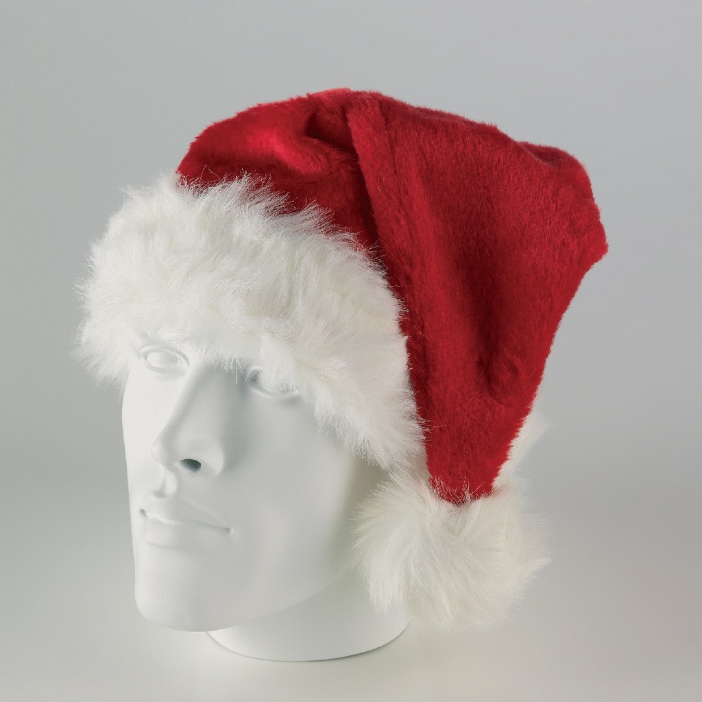 Kaemingk | Kerstmuts Pluchen Randen met Pompon 100% Polyester Wit/Rood 44x30cm