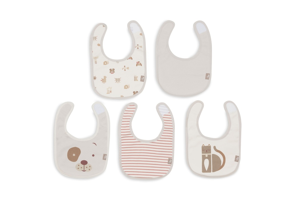 Jollein | Slabbetje Animal Friends Jersey Waterproof Velcrosluiting 5-pack