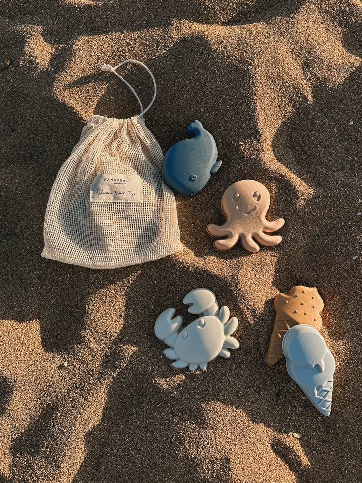 Bamboom | Strandspeelgoed Vormenset Blauw Siliconen 5-pack