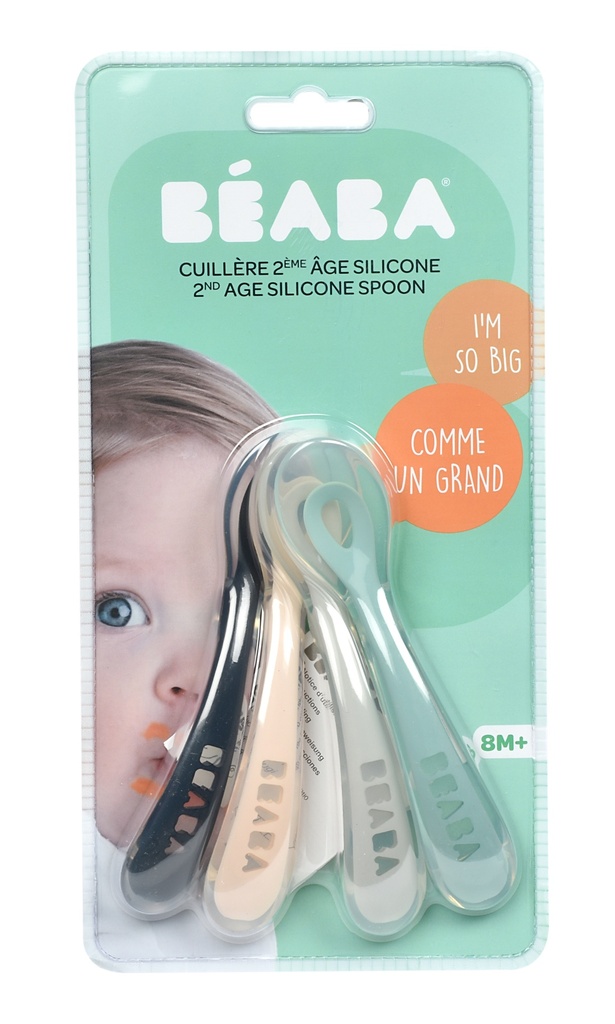 LEPEL, 4 delig, 2e leeftijd Soft, dark blue/pink/light mist/airy green, uni, van 8 maand, bestek