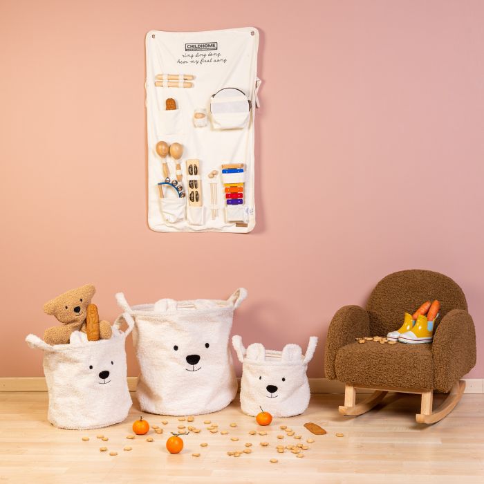 MAND, Teddy Ecru, ecru, uni/broderie snuit beer, rond, teddy, H25 Dia20cm, met hoes, 1 stuk(s), opbergen