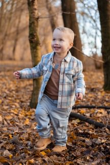 Little Dutch | Hemd Boys Forest Friends Stone Blue Check