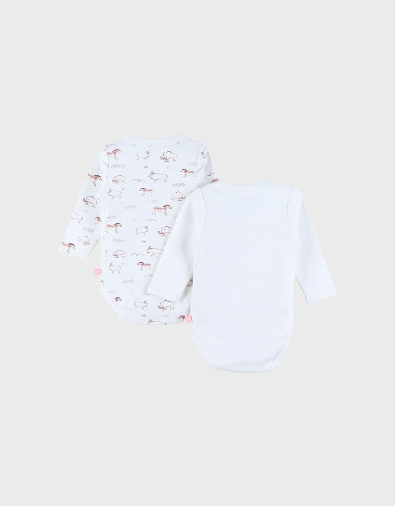 Noukies | Body Funny Mammouth Lange Mouw Crossover Wit 2-pack