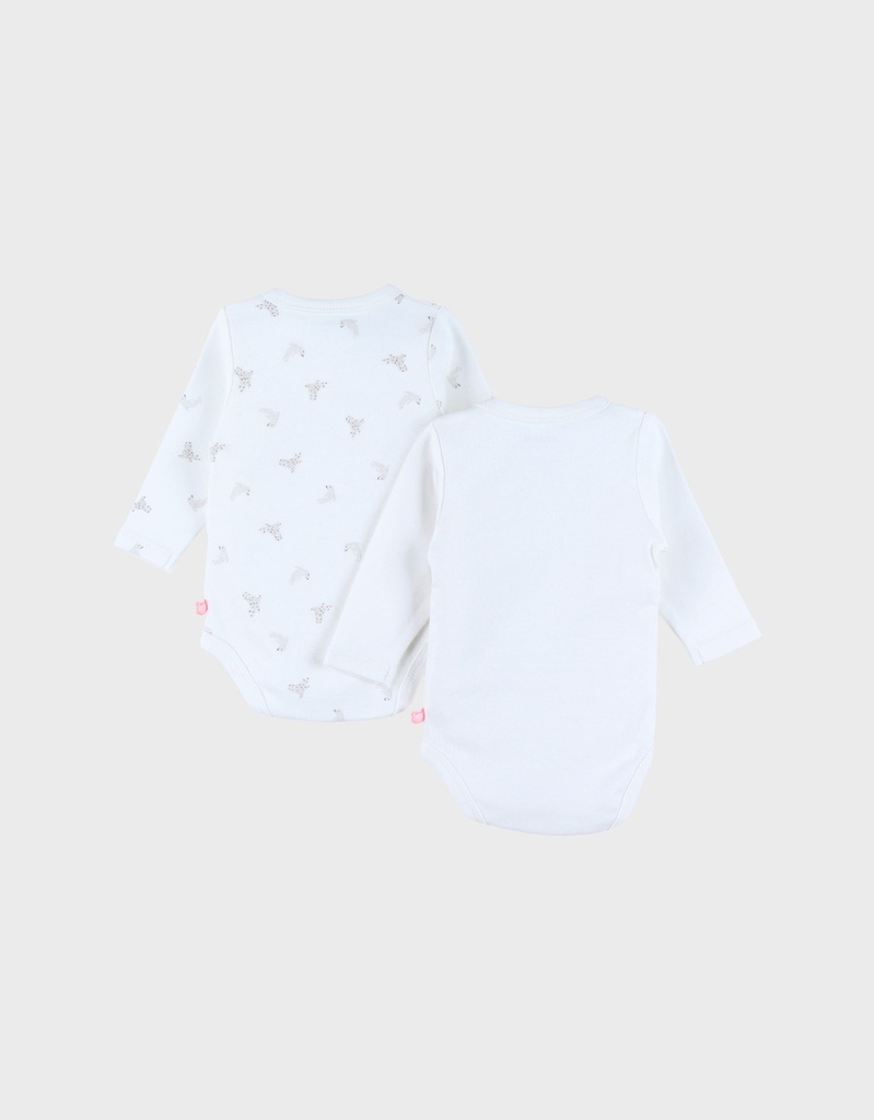 Noukies | Body Newborn Lange Mouw Crossover Wit Kat