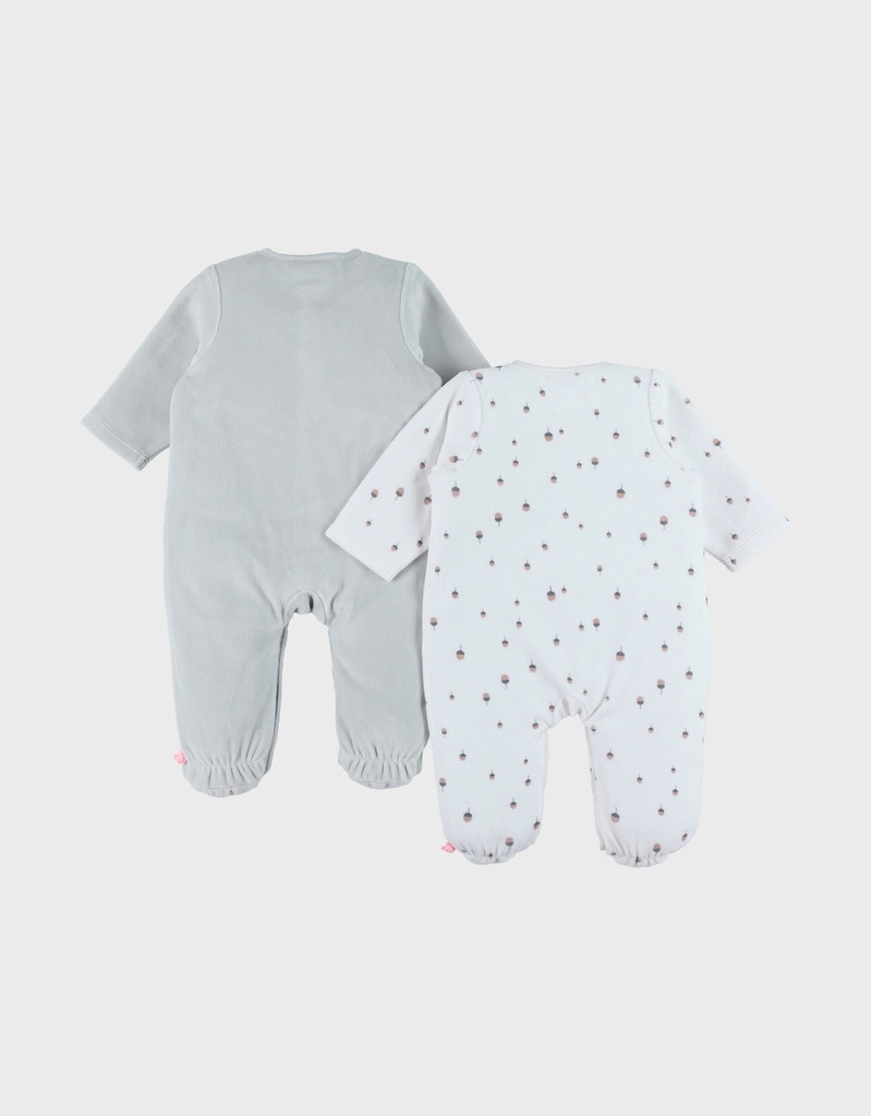 Noukies | Pyjama Fancy Fox Velours Konijn Aqua/Wit 2-pack