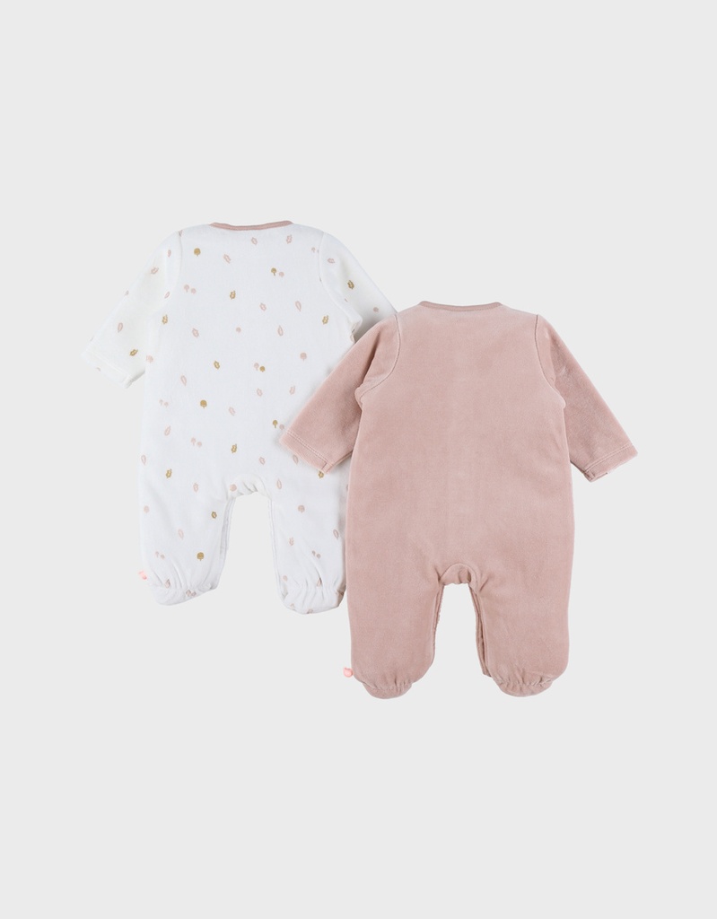 Noukies | Pyjama Autumn Forest Velours Wit/Rose 2-pack