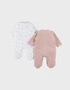 Noukies | Pyjama Autumn Forest Velours Wit/Rose 2-pack