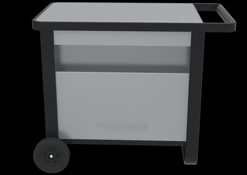 WERKTAFEL, Deluxe Trolley, 93 x 73 x 63 cm, zilver, staal, voor barbecue, 22 kg, op wielen