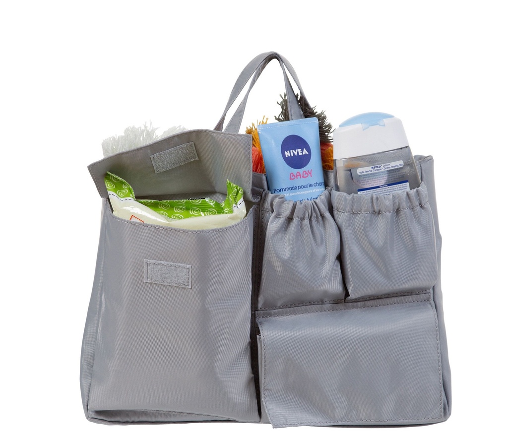 ORGANISER VOOR MOM BAG/VERZORGINGSTAS, Bag in Bag Tas Organiser, grijs, uni, vr Mommy Bag/Family Bag/Daddy Bag