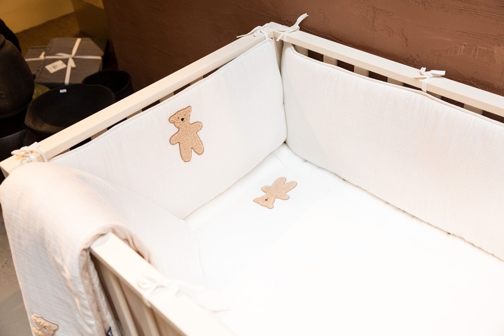 PARKBUMPER, Teddy, broderie beer tetra - uni jersey, 35x340cm, dubbelzijdig bruikbaar, voor park