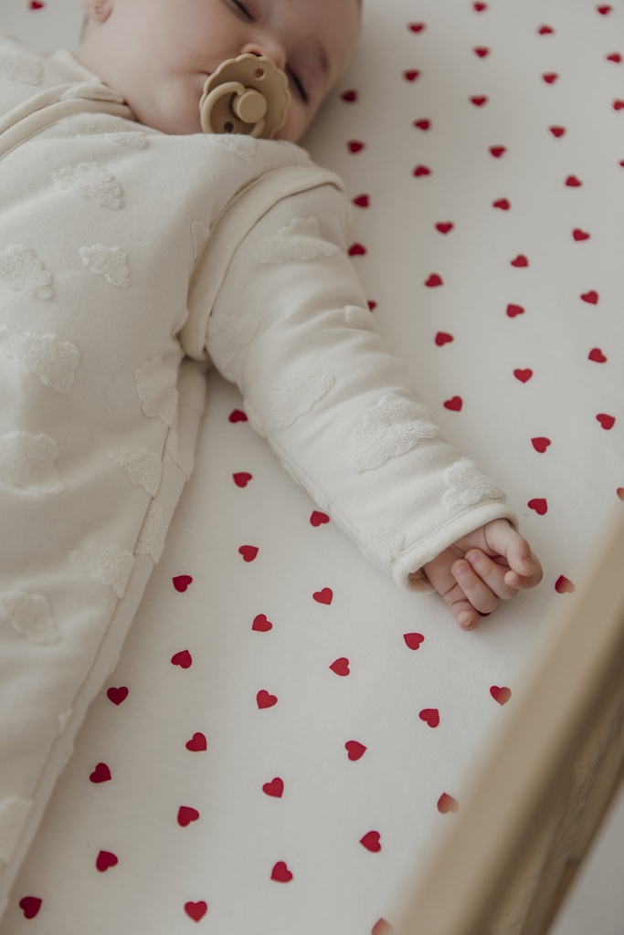 Meyco | Hoeslaken Sweet Heart Jersey White/Red 40x80/90cm