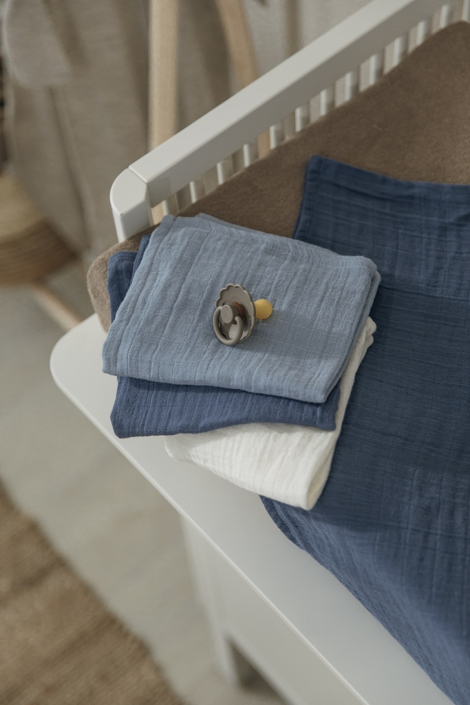 Meyco | Monddoekje Pre-washed Naturel/Jeans Blue/Indigo 30x30cm 3-pack