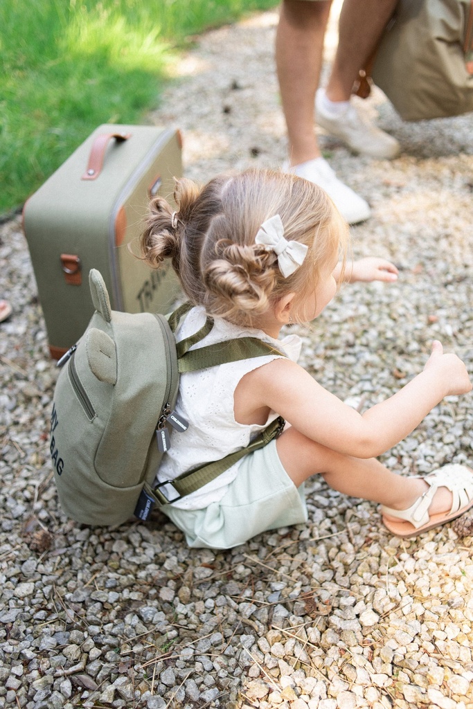 RUGZAK, My First Bag Canvas, kaki, groen/bruin, uni/print tekst "My First Bag", 20x24x8cm, 2021