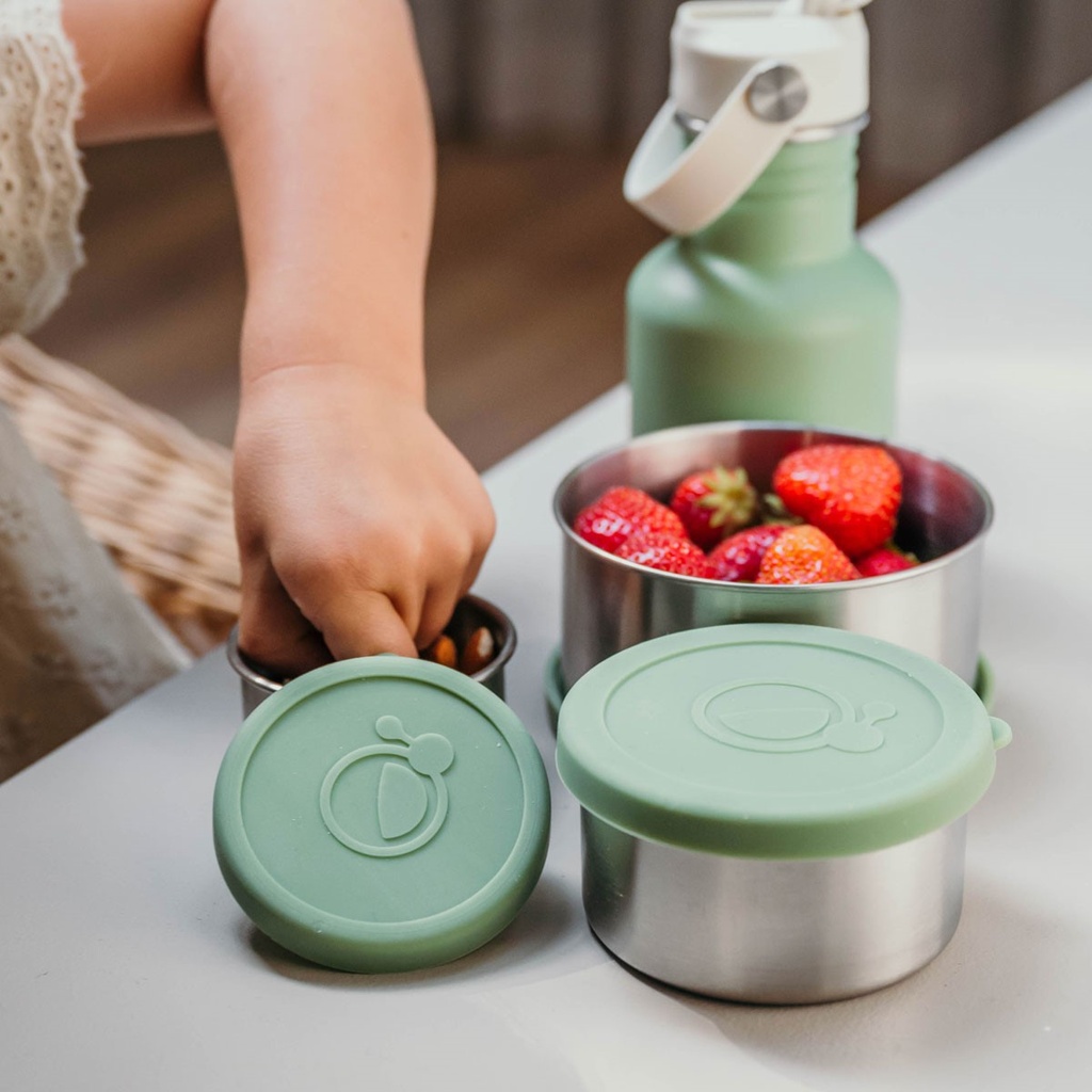 Smikkels | Roestvrijstalen Voedselpotten Set 3 110/220/400ml Groen