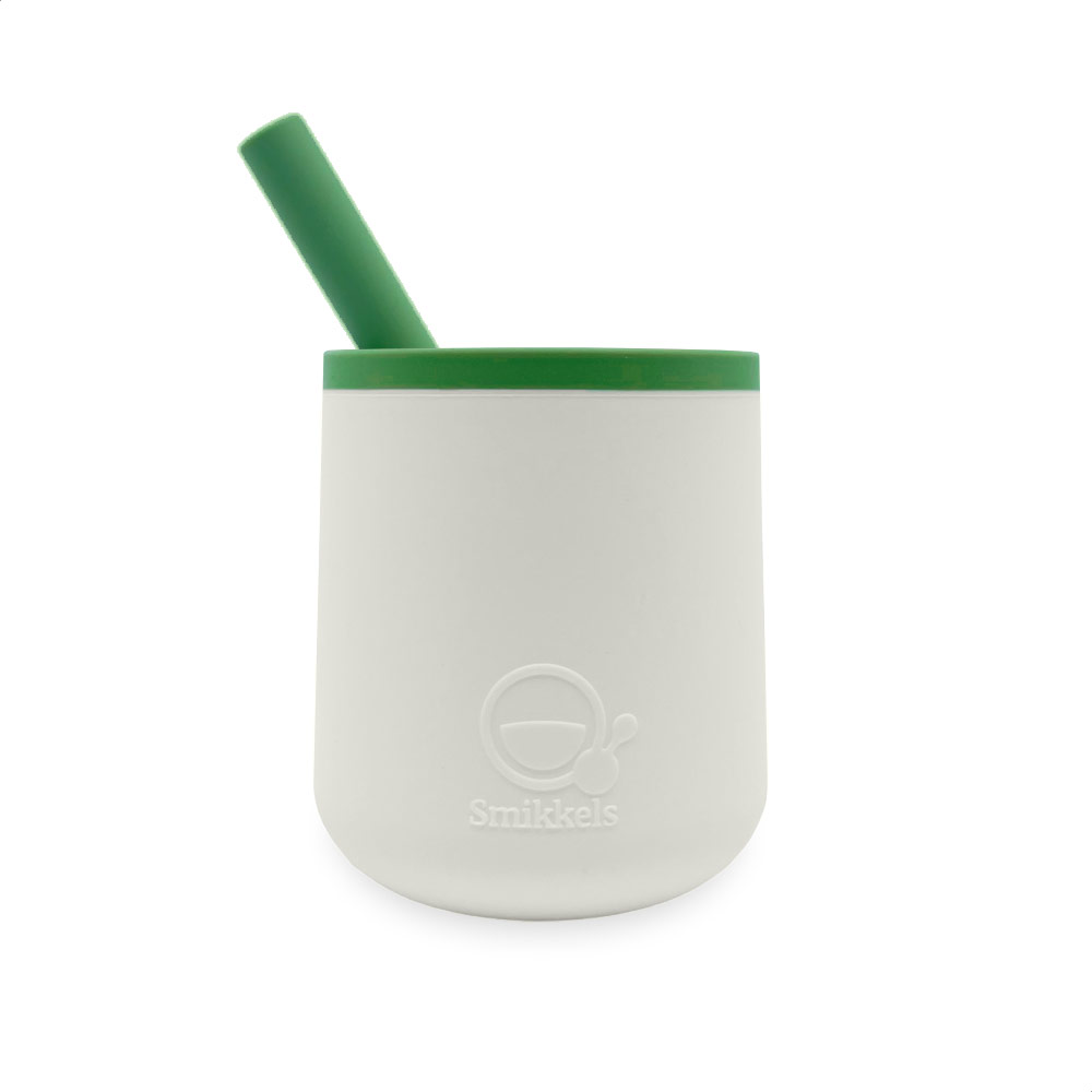 Smikkels | Siliconen Kinderbeker Wit Groen