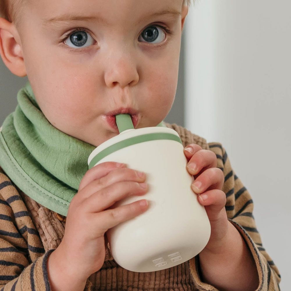 Smikkels | Siliconen Kinderbeker Wit Groen