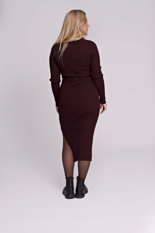 Love2wait | Dress Knit Belt Long Sleeves Burgundy 