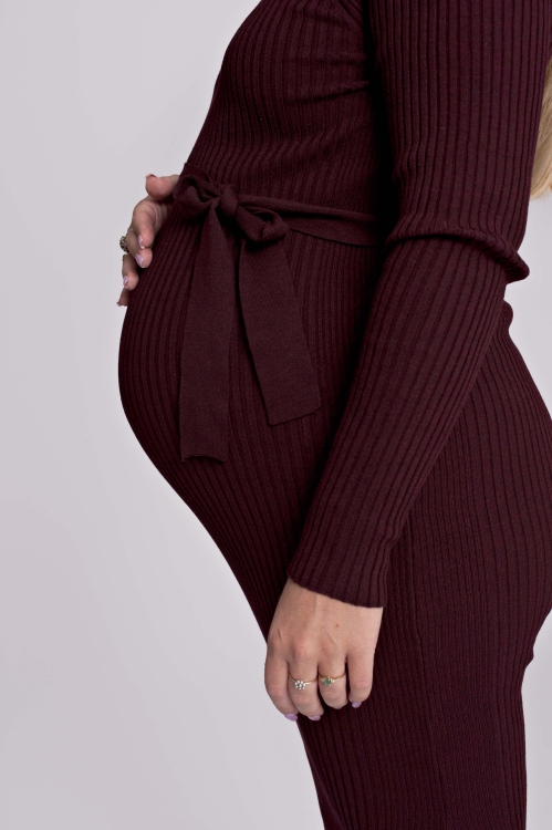 Love2wait | Dress Knit Belt Long Sleeves Burgundy 