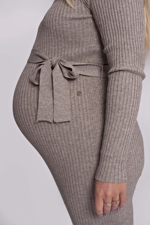 Love2wait | Dress Knit Belt Long Sleeves Sand