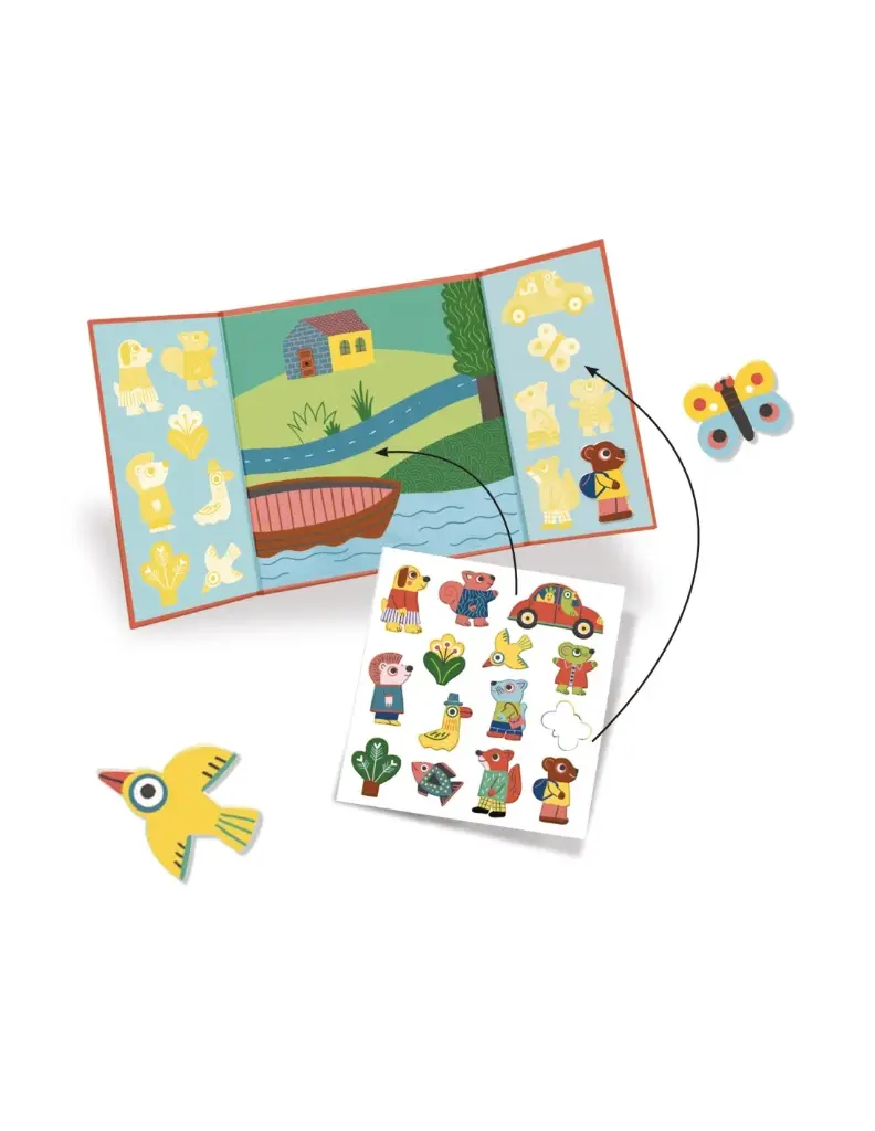 Djeco | Stickerplaat Animals met Herbruikbare Stickers