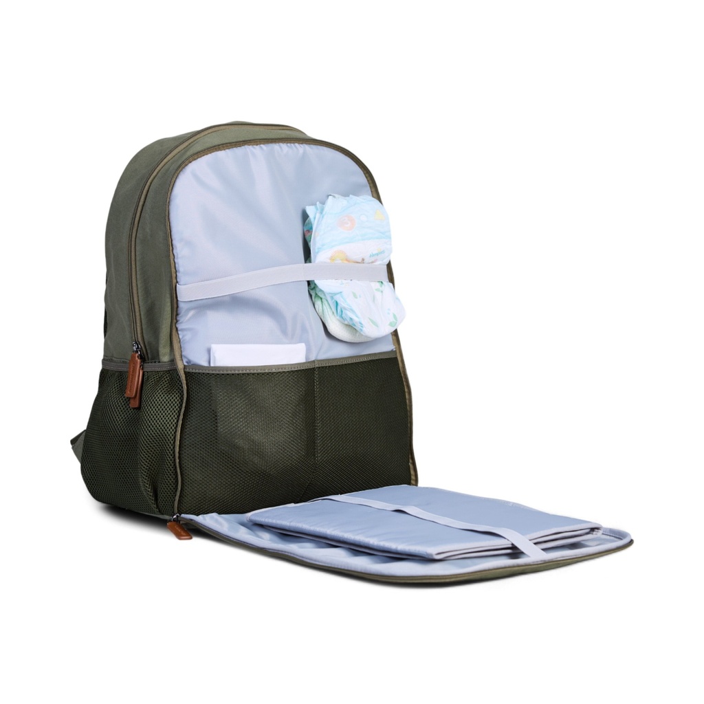 VERZORGINGSTAS, Backpack Daddy Bag Canvas, kaki, uni/print daddy bag, canvas, +luiermat, rugzak model, 2021