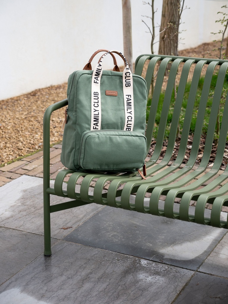 VERZORGINGSTAS, Backpack Family Club, green, groen, uni, tekstprint , + luiermat, Signature Collection, 2023