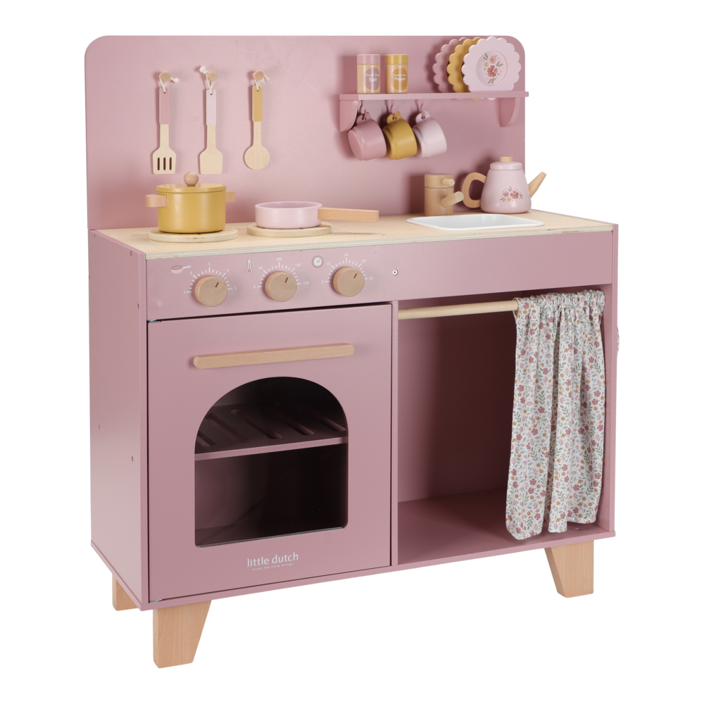 Little Dutch | Keukengerei Speelkeuken Roze Hout +36M